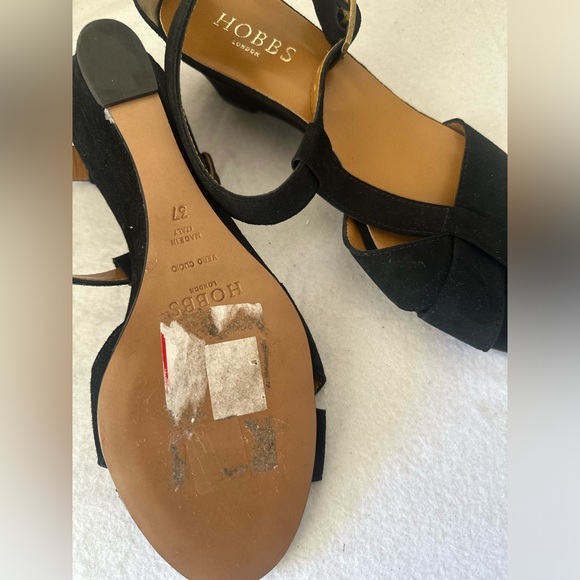 HOBBS London black low wedge suede leather sandals  size 37 7 - Picture 4 of 4